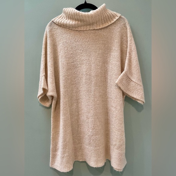 COTTON EMPORIUM Cowl Neck Turtleneck Dolman Sleeve Knit Oatmeal lightweight - Picture 3 of 4